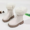 thumbnail image 5 of Eltusu Little Girls Snow Boots, Soft PU No Slip Thermal Winter Shoes Beige Size 13(Little Kids), 5 of 6