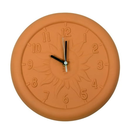Poolmaster 12 Inch Indoor Outdoor Terra Cotta Patio Garden Decorative Wall Clock