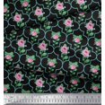 thumbnail image 2 of Soimoi Polyester Georgette Fabric Quatrefoil Design,Leaves & Rose Floral Printed Fabric 1 Yard 52 Inch Wide, 2 of 3