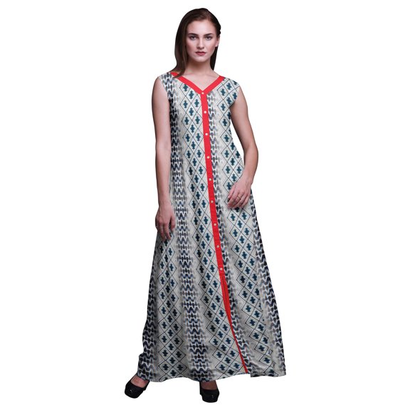 Bimba Shibori Ladies Printed Front Slit Sleeveless Maxi Summer Long CasualÂ&nbsp;Dress-Large
