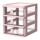 thumbnail image 1 of Caja de almacenamiento de plástico con cajón, organizador de escritorio, transparente, multicapa, con asas de conejo, suministros de oficina, 1 of 8