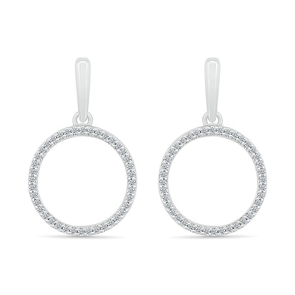 DGOLD Sterling Silver Round White Diamond Circle Dangle Earrings for Women (0.40 ct)