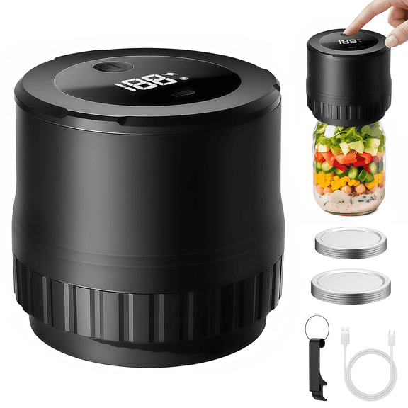 Oiduwi Electric Mason Jar Vacuum Sealer Kit - with Wide and Regular Mouth Mason Lids, Jar Vacuum Sealer for Canning Jars, Vacuum Sealing Machine for Food Storage ( Black)