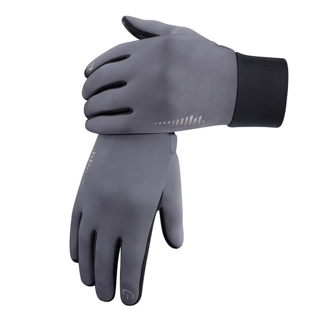 Men Winter Gloves Comdrip Winter Gloves Thermal Screen Running Cycling Gloves Warm Liners for Men Women Walking Riding Gloves with Touchscreen Fingers Grey L