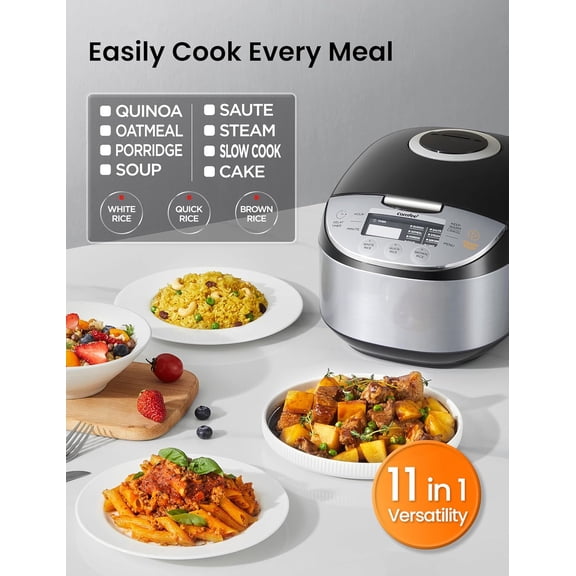 Rice Cooker 12 Cups Cooked/6 Cups Uncooked, Portable Non-Stick Rice Maker with Fuzzy Logic Technology