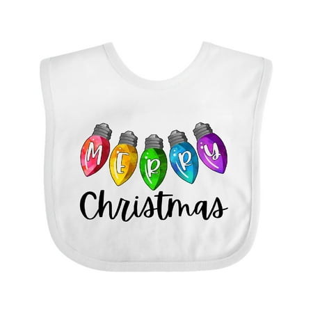 

Inktastic Merry Christmas Rainbow Holiday Lights Gift Baby Boy or Baby Girl Bib