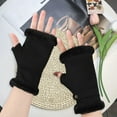thumbnail image 4 of Windproof Gloves Winter Half Finger Gloves Plush Fabric Soft Warm Korean Style Windproof Cold proof Velvet Anti slip 1 Pair Women Winter, 4 of 5