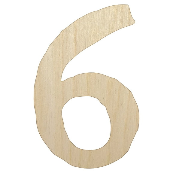 Number 6 Six Cute Typewriter Font Wood Shape Unfinished Piece Cutout Craft DIY Projects - 4.70 Inch Size - 1/8 Inch Thick