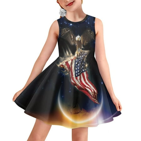 

Pzuqiu Oil Painting Lotus Pon Pirnt Girls Sleeveless Dress Size 5-6 Years Breathable Party Swing Skater Dress Stretchy Dance Toddler Girls Dress Up Clothes
