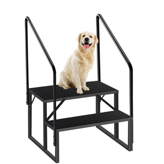 2-Step Heavy-Duty RV Stairs with 2 Handrails, Non-Slip Mats - Portable for Camper, Hot Tub, Porch & Pool (660Lbs Capacity)