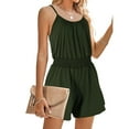 thumbnail image 6 of Timegard Rompers for Women Scoop Neck Elastic Waist Short Jumpsuit Casual Comfy Solid Color Outfits, 6 of 9