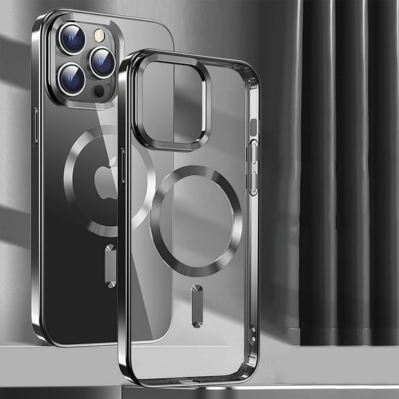 Designed for iPhone 16 Pro Max Case,Compatible with MagSafe,Thin Slim Transparent Non Yellowing, Hybrid Soft Silicone Bumper & Hard Plastic Protective Cover for Women Men Girls, Black