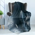 thumbnail image 4 of Sailboat Soft Flannel Fleece Throw Blanket, Yacht at the Ocean Comes Nearer a Thunderstorm Rain and Bolt Artwork Print, Cozy Plush for Indoor and Outdoor Use, 60" x 80", Blue Grey, by Ambesonne, 4 of 5