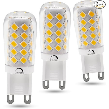 

KAKEMONO Dimmable G9 LED Light Bulb 40Watts T4 Halogen Equivalent 4W 400Lm 2700K Warm White 120V Chandelier Lighting-3 Pack