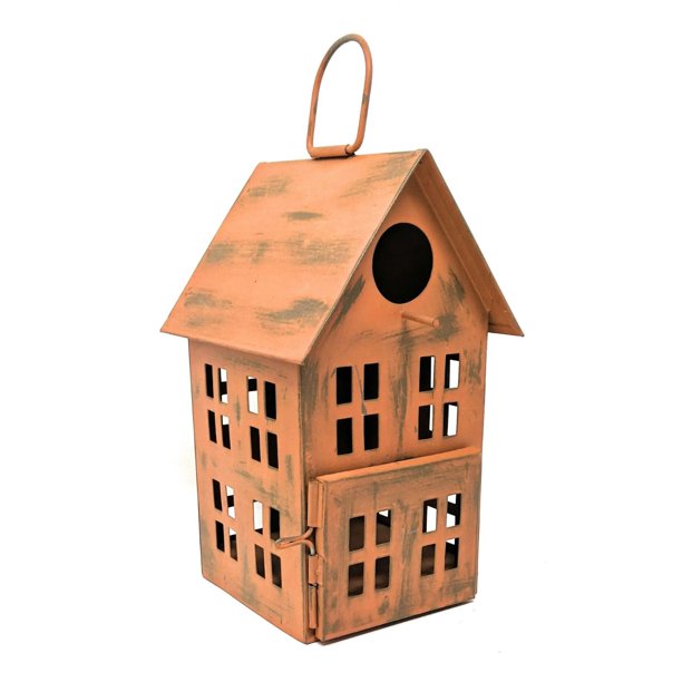 Finch Birdhouse Village Hanging Bird Salon, Tangerine