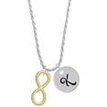 thumbnail image 1 of Delight Jewelry Goldtone Large Infinity Sign Silvertone Script Initial Disc - K - Charm Necklace, 20"+3", 1 of 4