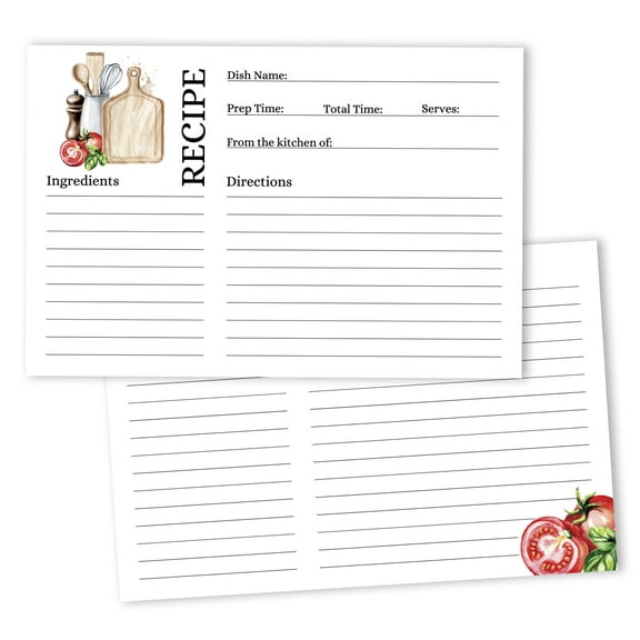 Inkdotpot 4x6 Inch Recipe Cards (Set of 50) , Thick Double Sided Premium Card Stock- Modern Style White Recipe Notecards for Weddings- Bridal- Baby Shower - Kitchen Theme