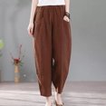 thumbnail image 2 of Womens Pants Summer Casual Loose Cotton And Linen Pocket Solid Color Trousers, 2 of 8