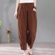 thumbnail image 2 of Moda Mujer Verano Casual Suelto Algodón Y Lino Bolsillo Sólido Pantalones Pantalones Odeerbi ODB-6, 2 of 8