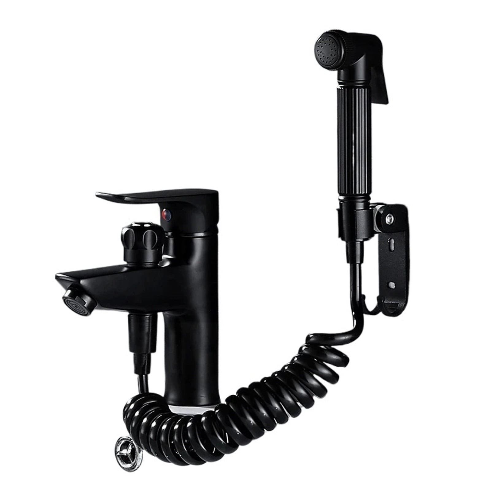 Bathroom Basin 2 In 1 Faucet, Brass Handheld Toilet Bidet Faucets, Sprayer Cold And Hot Water Mixer Bathtub Tap With Shower Set