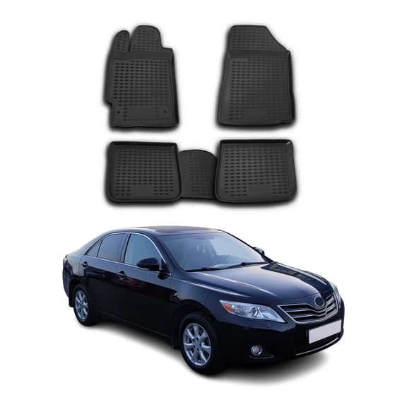 OMAC Floor Mats Liner for Toyota Camry 2007-2011 Black TPE All-Weather 4 Pcs