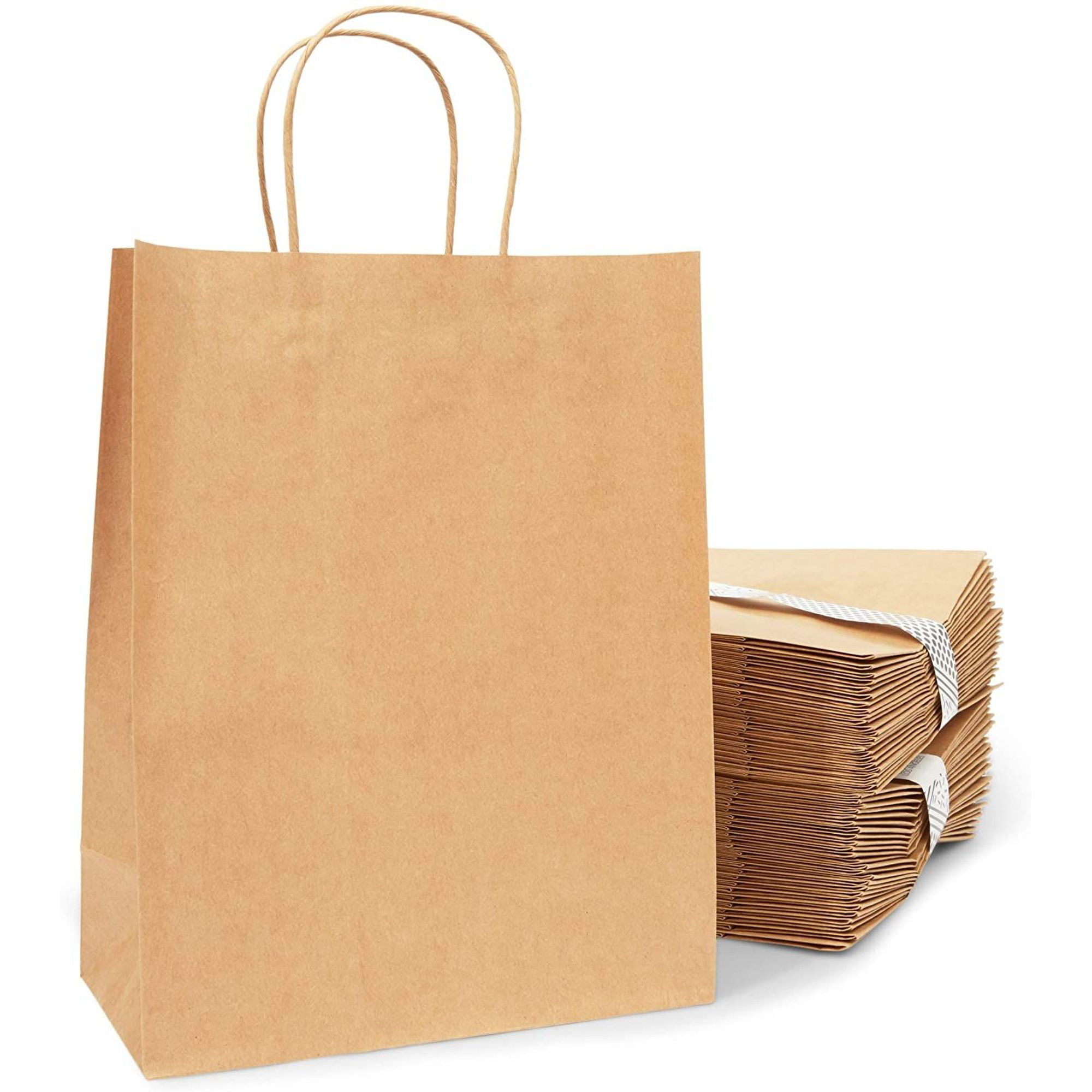 Juvale 50pcs Brown Kraft Paper Gift Bags with Handles for Shopping ...