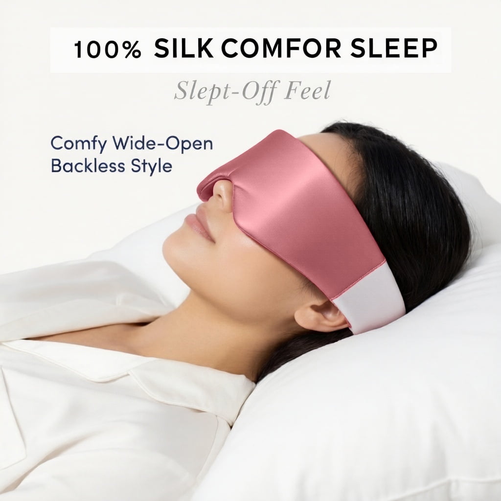 FACEMOON 100% Mulberry Silk Sleep Mask for Men & Women, Soft, Adjustable