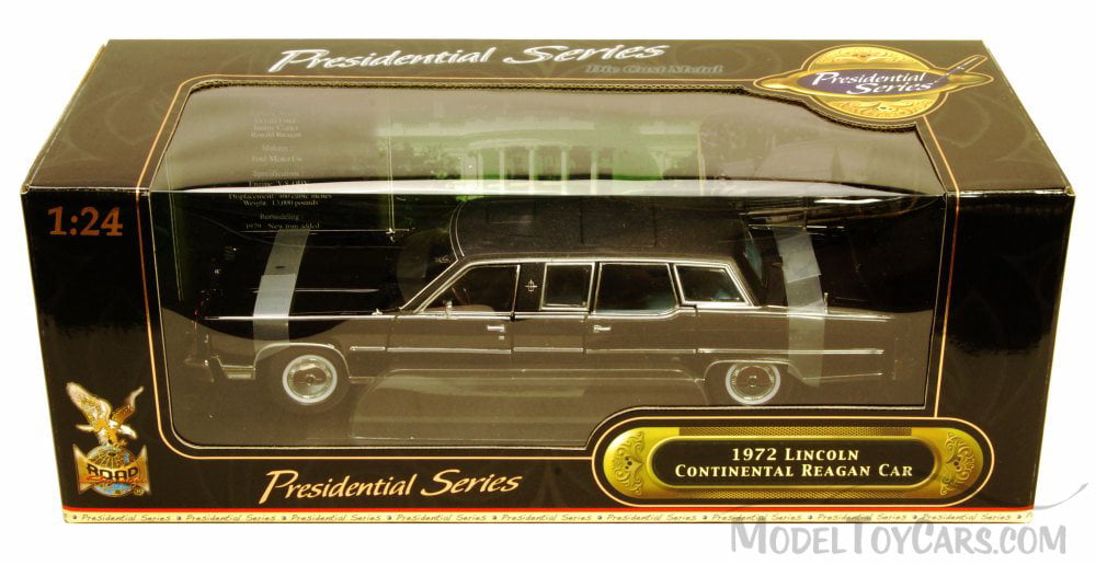 1972 Lincoln Continental Reagan Car w/ Flags, Black Yatming 24068 1/24  Scale Diecast Model Toy Car