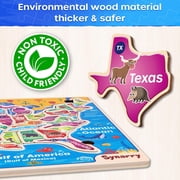 SYNARRY Large USA Map Wooden Puzzles for Kids Ages 3-8, FSC Certified Educational Jigsaw Puzzles, Educational Puzzles Games Toys Gifts for Boys Girls