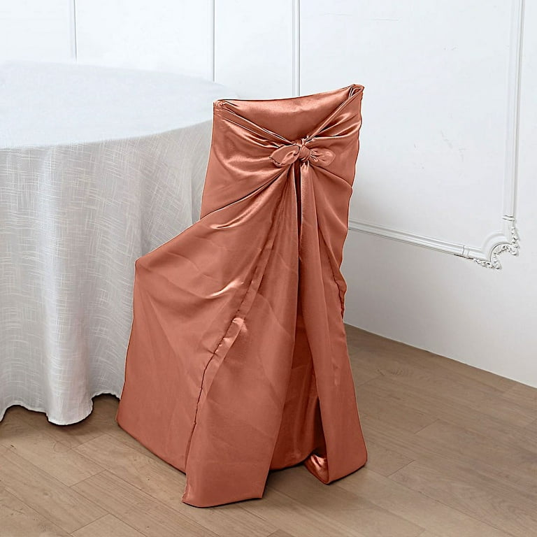 BalsaCircle 12 Terracotta Universal Solid Satin Solid Chair Covers Slipcovers