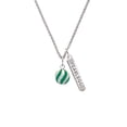 thumbnail image 2 of Delight Jewelry Silvertone 3-D Green Striped Ornament Silvertone Fearless Bar Charm Necklace, 23", 2 of 4