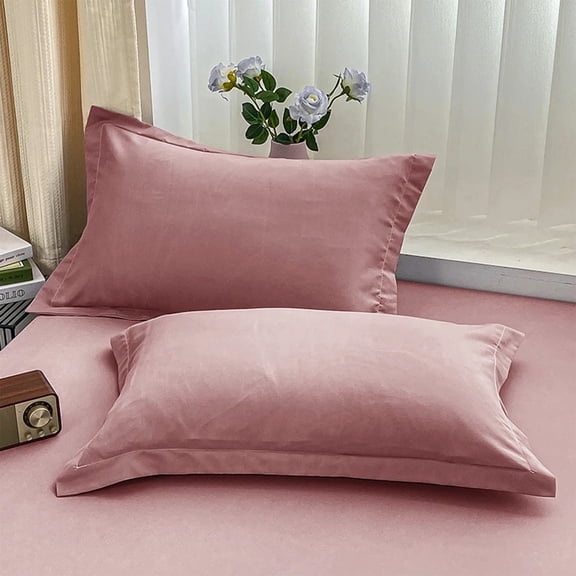 Velvet Pillowcase Set of 2 for Hair & Skin, Brushed Microfiber Standard Pillow Cases - Cooling, Non-Slip, Wrinkle Resistant, Vegan Friendly (Pink)