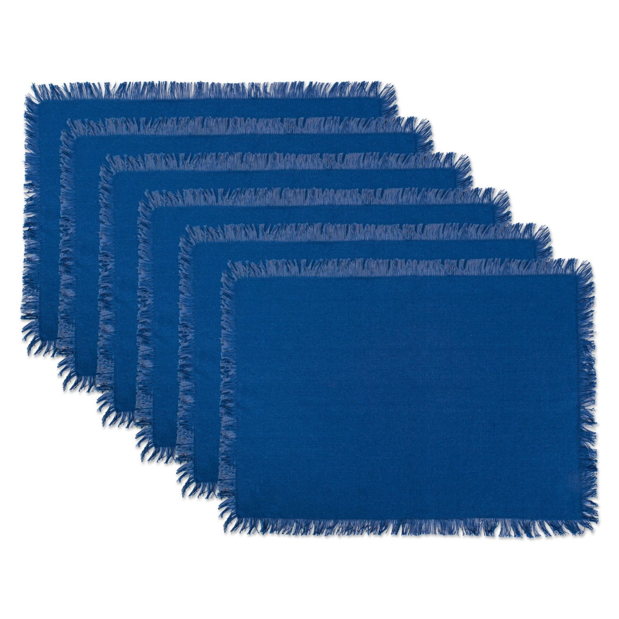 Set of 6 Navy Blue Solid Heavyweight Fringed Placemats 19" Walmart