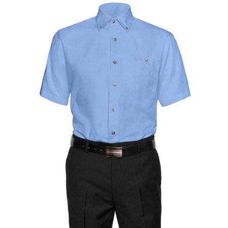Coat Black Short Sleeve Buttons - aka Mens 100% Cotton Button Down Collar Short Sleeve Casual Shirt