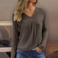thumbnail image 2 of Gyexs Long Sleeve Shirts for Women V Neck Lightweight Sweaters Casual Tunic Tops Outfits Fall Fashion Clothes Coffee, Size L, 2 of 4