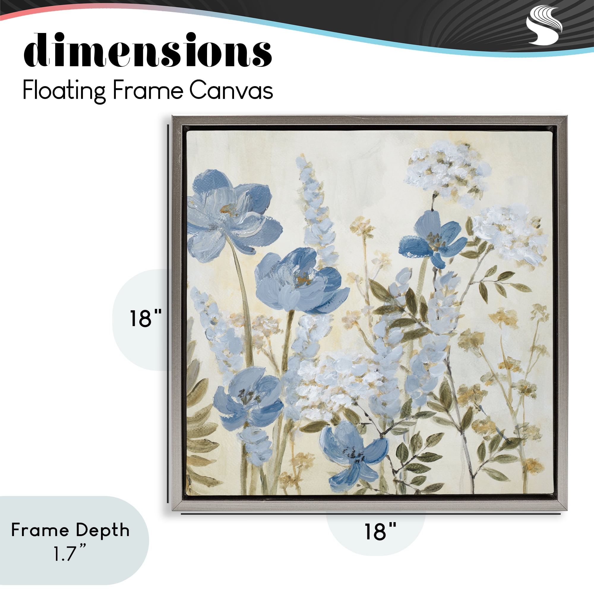 Stupell Industries Peace In The Blue Garden Gray Framed Floater Canvas Wall Art, design by Lanie Loreth