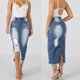 thumbnail image 2 of Gibobby faldas para mujer corta Falda de mezclilla de estilo urbano desgastada de cintura alta para mujer a la moda(Azul， L), 2 of 5