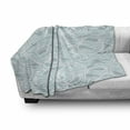 thumbnail image 3 of Aqua Soft Flannel Fleece Throw Blanket, Abstract Ikat Frame Antique Victorian Style Floral Leaves Details Art Print, Cozy Plush for Indoor and Outdoor Use, 70" x 90", Seafoam and White, by Ambesonne, 3 of 6