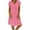 Baby Pink, variant on Womens Dresses, Women Short Sleeve V-Neck Casual Hot Vacation Solid Color Mini Shift Dress Cotton Linen Tshirt Dress, Spring Summer Dresses for Women