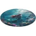 thumbnail image 4 of Mermaid Glitter Fish Scale Girls Round Small Area Rug, Print Non Slip Washable Floor Mat, Soft Throw Rug for Living Room, Powder Room Entryway, Bathroom, Bedside, 4 of 6