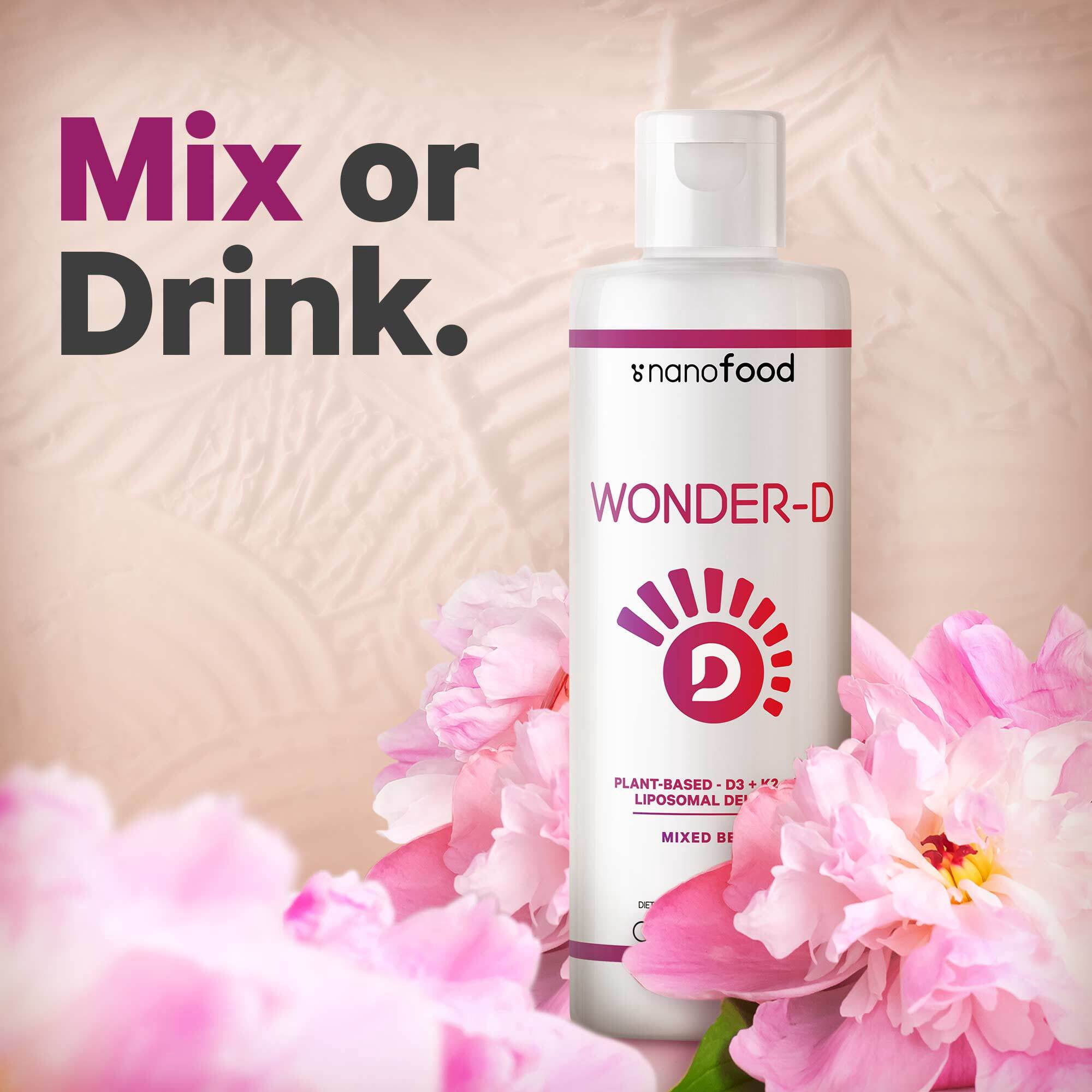 Codeage Nanofood, Wonder-D, Plant-Based, D3 + K2 + B12, Liposomal Delivery, Mixed Berry, 7.6 fl oz (225 ml)