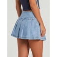 thumbnail image 6 of EMMIOL Women's Denim Mini Skirt Mid-Low Waist Stretch Jean Skort Y2K Casual Skirt with Built-in Shorts & Side Zipper, 6 of 8