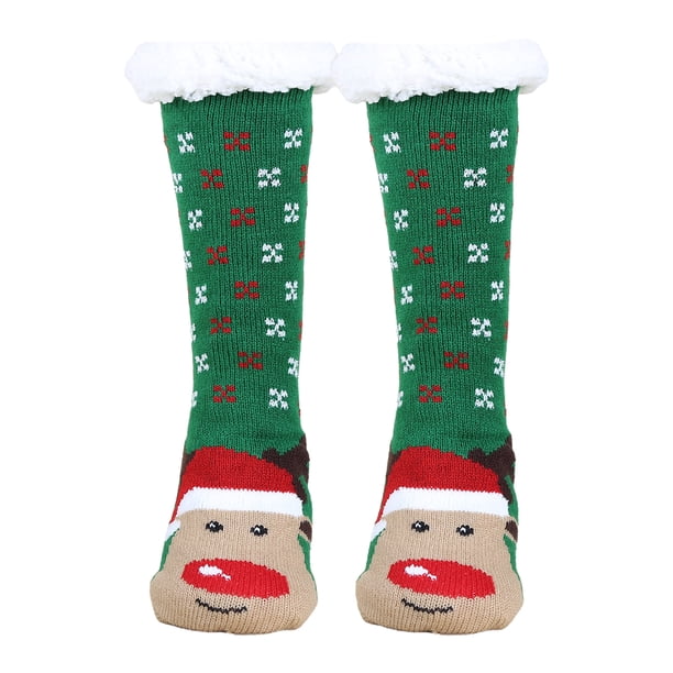 Qarigey Calcetines cálidos para mujer Beat Winter Chill Colección acogedora Calcetines cálidos de invierno Calcetines Calcetines navideños Medias alce verde