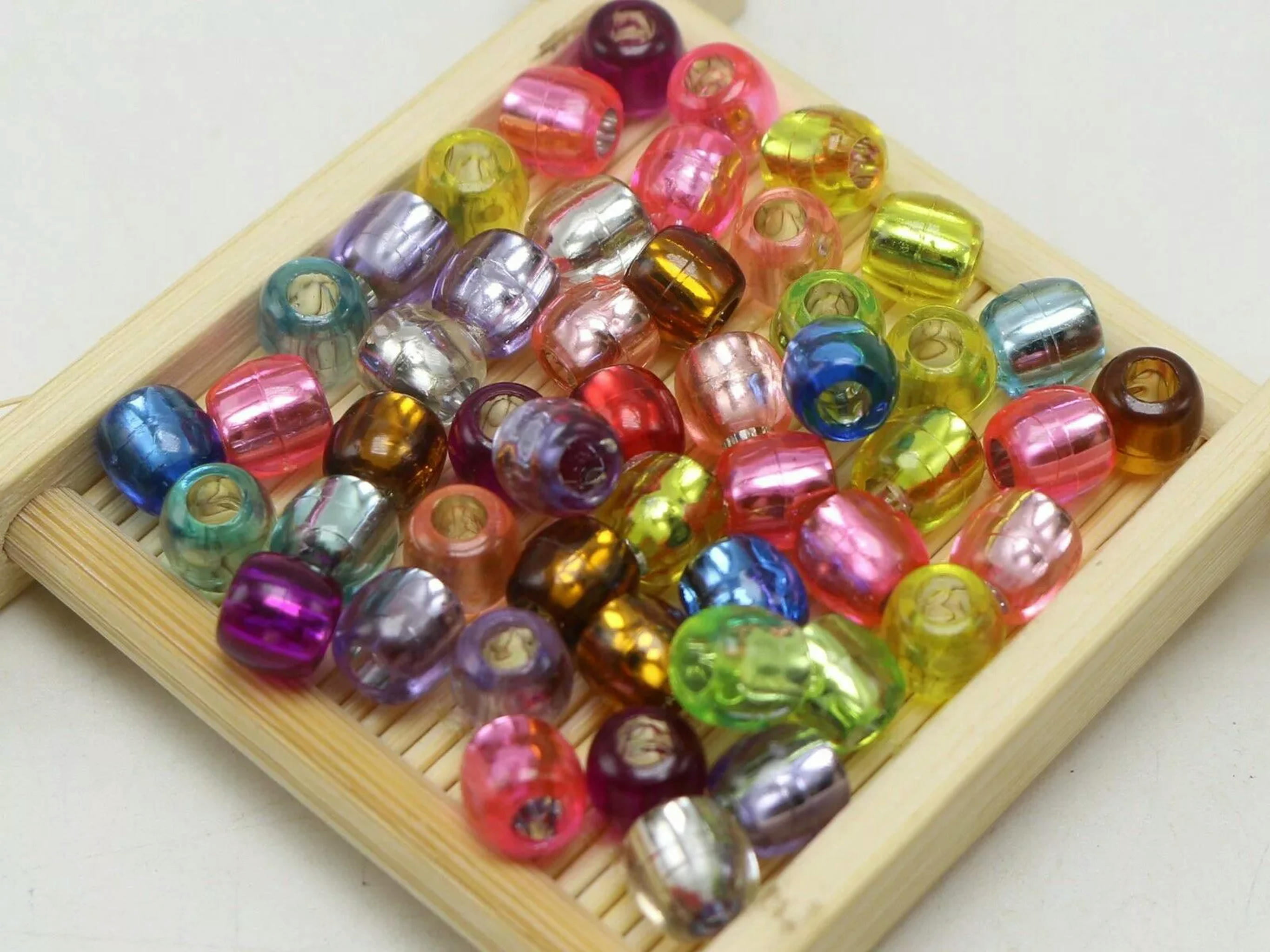 EOEMY 1000 Mixed Color Silver Foil Pony Barrel Beads 8X6mm Kandi Bracelet Wholesales