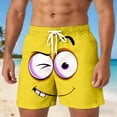 thumbnail image 2 of ibiyuan Mens Beach Shorts Funny Expression Graphic Stretch Summer Beach Cruise Board Shorts Drawstring Waist Bathing Suit Novelty Beachwear, 2 of 4
