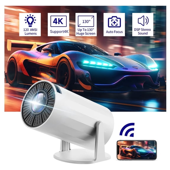 DreamFair Mini Projector with WiFi & Bluetooth, 1080P Projector with 4K Support, 180° Adjustable Stand, Auto Keystone Movie Projector