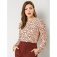 thumbnail image 2 of INSPIRE CHIC Blusa Top De Puntos Retro Colorido Manga De Soplo Cuello Redondo Para Mujer Multicolor Blanco XL, 2 of 6