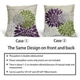 thumbnail image 6 of Purple Green Pillow Covers 18x18 Inch Dahlia Flower White Gray Elegant Colored Throw Pillows Farmhouse Outdoor Decor for Home Living Room Sofa Bed Modern Floral Linen Square Cushion Case, Set of 2, 6 of 6