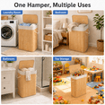 thumbnail image 6 of MEHOOM Laundry Hamper with Lid, 80L Laundry Basket with Handles, Foldable Clothes Hampers , Bamboo laundry hamper with Removable Liner for Laundry Room, Bedroom, Bathroom, Natural, 6 of 10