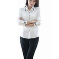 thumbnail image 3 of Camisa formal con botones para mujer Nikou cuello vuelto manga larga color blanco talla L, 3 of 15